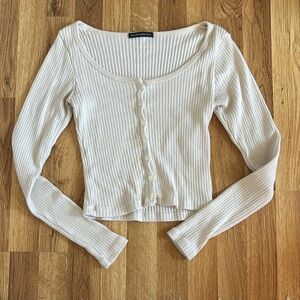 BRANDY MELVILLE Long Sleeve Quarter Button Henley